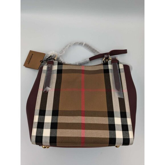Burberry Small Canterbury Leather House Check Canvas Shoulder Tote Bag M… - Picture 3 of 16